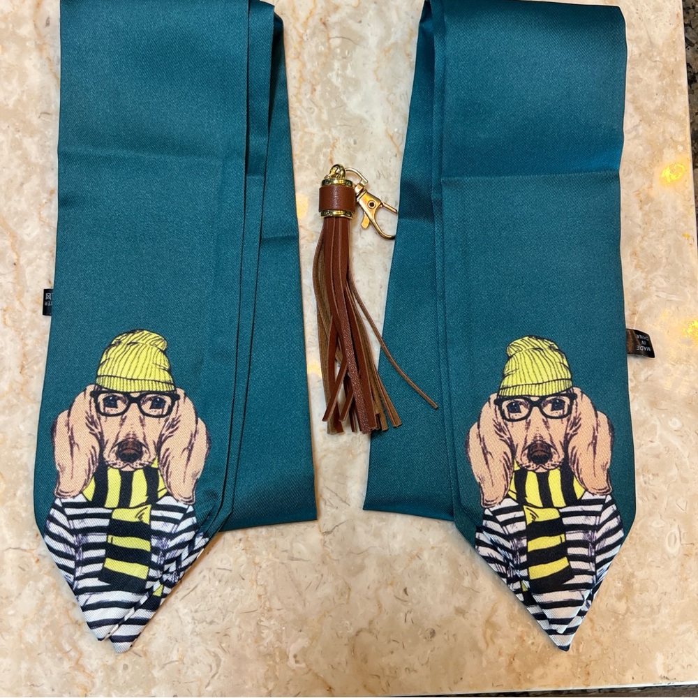 Stylish Green Dog Print Purse Scarf Set